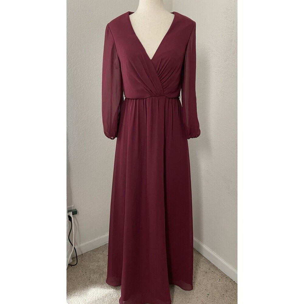 JJ’s House Burgundy Long Bridesmaid Gown Floor Length Dress NWT Sz 4 NO BELT - Picture 2 of 12